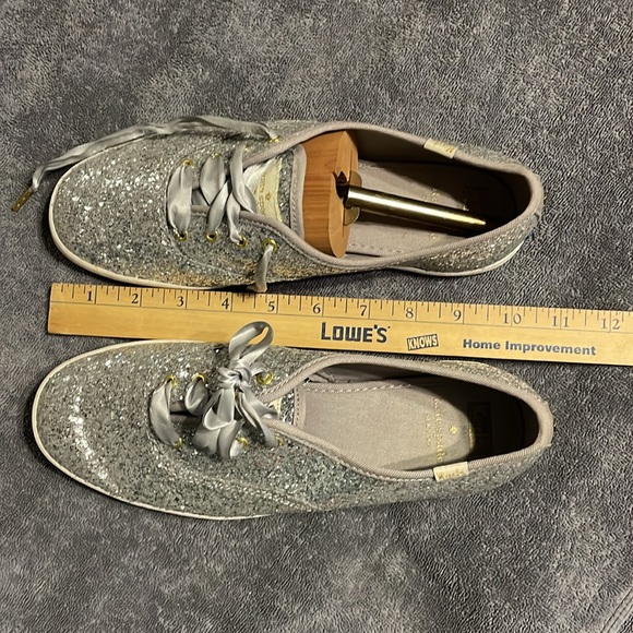 Kate Spade + Keds Women’s Champion Silver Glitter Lace-Up Sneaker Size 8.5 - Picture 11 of 11